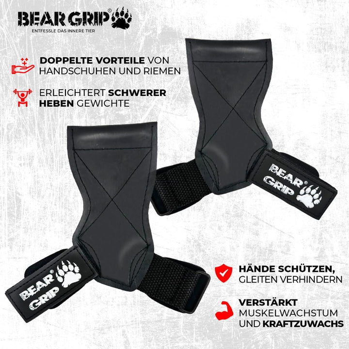 BEAR GRIP Multi-Grip-Riemen/Haken, hochwertige strapazierfähige Gewichthebergurte/Handschuhe. Kleine