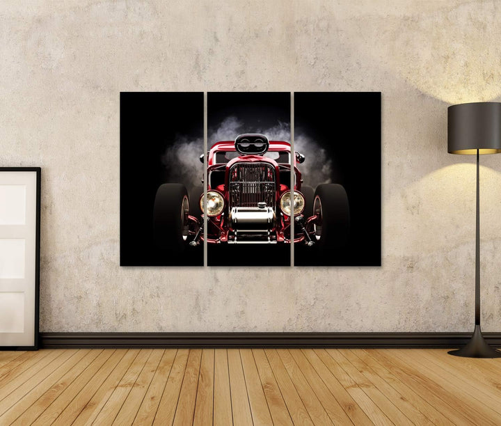 islandburner Bild auf Leinwand Hotrod Mit Rauch Hintergrund 3D Modell Bilder Wandbilder Poster Leinw