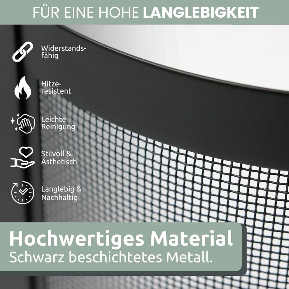 Kaminbesteck modern THEO | 6-teilig mit Holzgriff | Schürhaken Besen Ascheschaufel | Kamingarnitur S