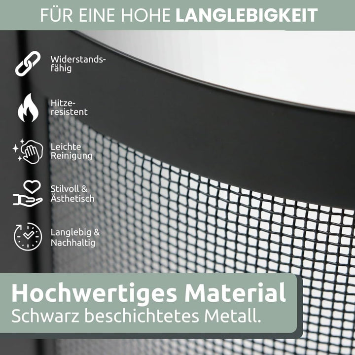 Kaminbesteck modern THEO | 6-teilig mit Holzgriff | Schürhaken Besen Ascheschaufel | Kamingarnitur S