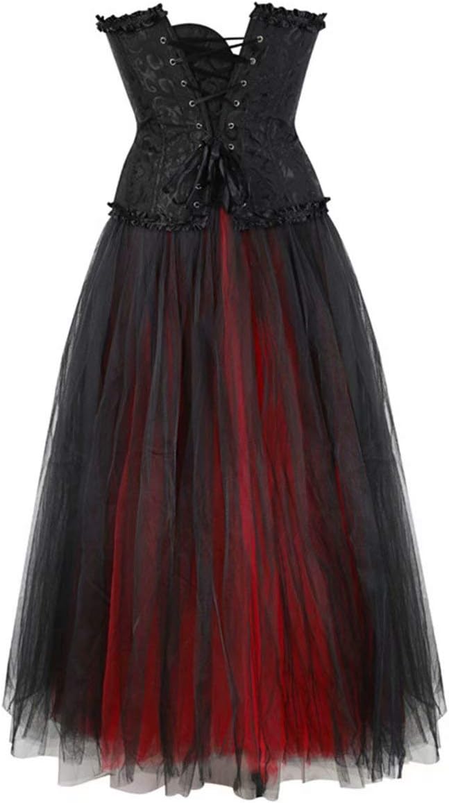 Jutrisujo korsett kleid long tutu elegant Burlesque Corsage Top Corsagenkleid Spitze Rock set Damen
