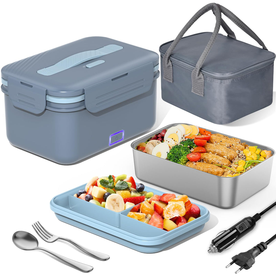 100W Elektrische Lunchbox Erwachsene, 3-in-1 12/24/220V Thermo Lunch box mit Besteck und Isolierter