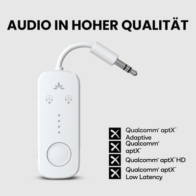 Avantree Relay - Premium Flugzeug Bluetooth 5.3 Adapter für alle Kopfhörer, apt-X geringe Latenz, un