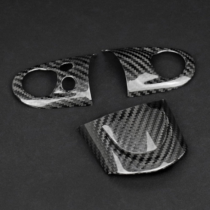 KUNGKIC Kohlefaser-Auto-Lenkrad-Tasten-Aufkleber für Mini Cooper R55 Clubman R56 R57 Zubehör Schwarz