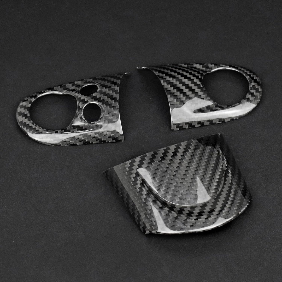 KUNGKIC Kohlefaser-Auto-Lenkrad-Tasten-Aufkleber für Mini Cooper R55 Clubman R56 R57 Zubehör Schwarz