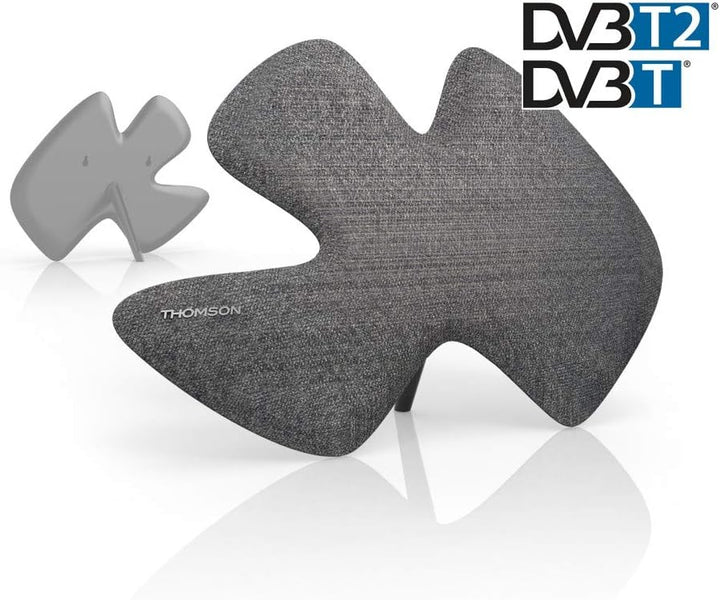 Thomson Zimmerantenne DVBT-2 mit einstellbarem Verstärker für Fernseher (digitale Innenantenne, leis