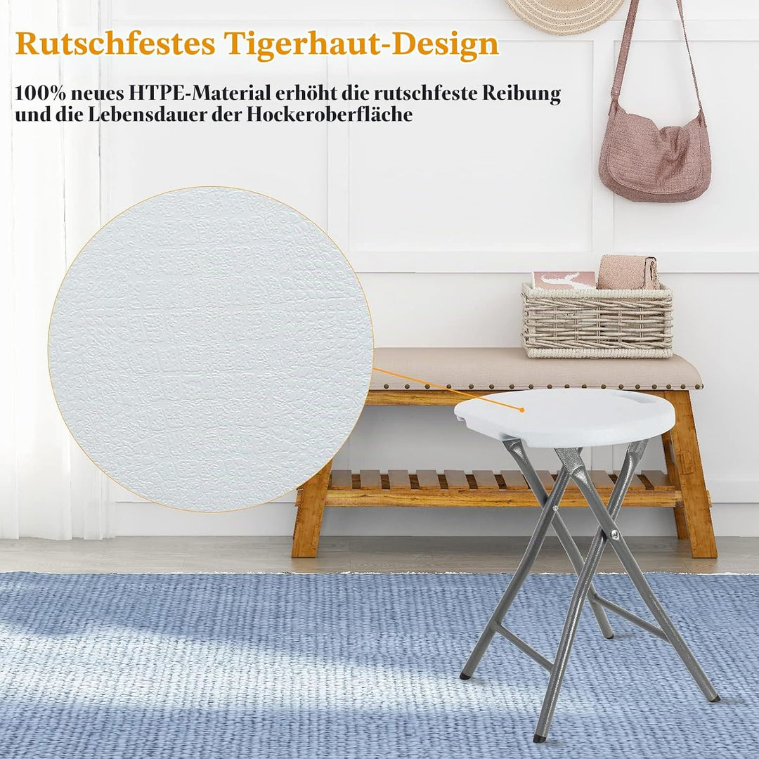 Todeco Klapphocker 2er-Set mit Handle, Plastik, Metall,Tragbarer Essstuhl klappbar, Outdoor Klapphoc