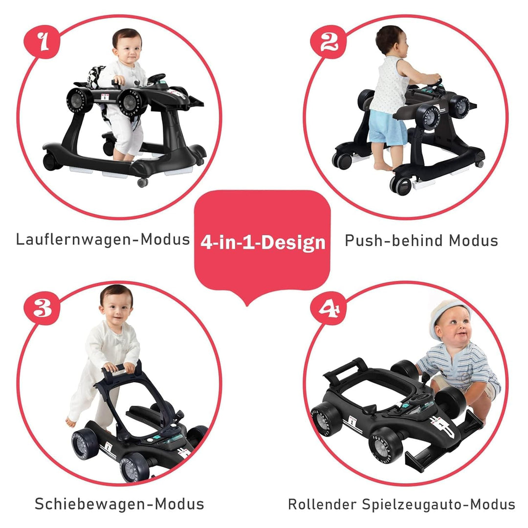 FANTASK 4 in 1 Lauflernhilfe, Lauflernwagen klappbar mit einstellbarer Höhe & Geschwindigkeit, Baby