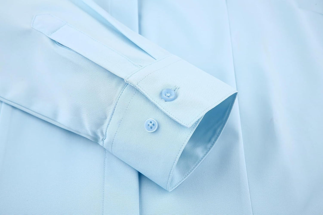 Alex Vando Damen-Hemden Normale Passform Langärmelig Stretch-Arbeitshemd L Hidden Placket-blue, L Hi