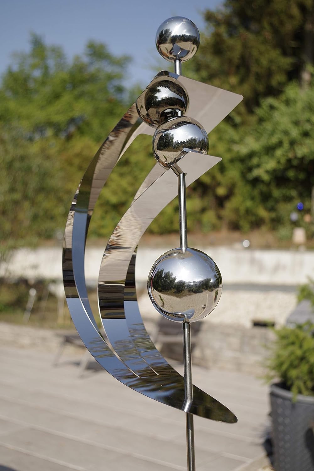 Kobolo Gartenstecker Dekostecker Wing aus Edelstahl Silber 136 cm - Aussenbereich