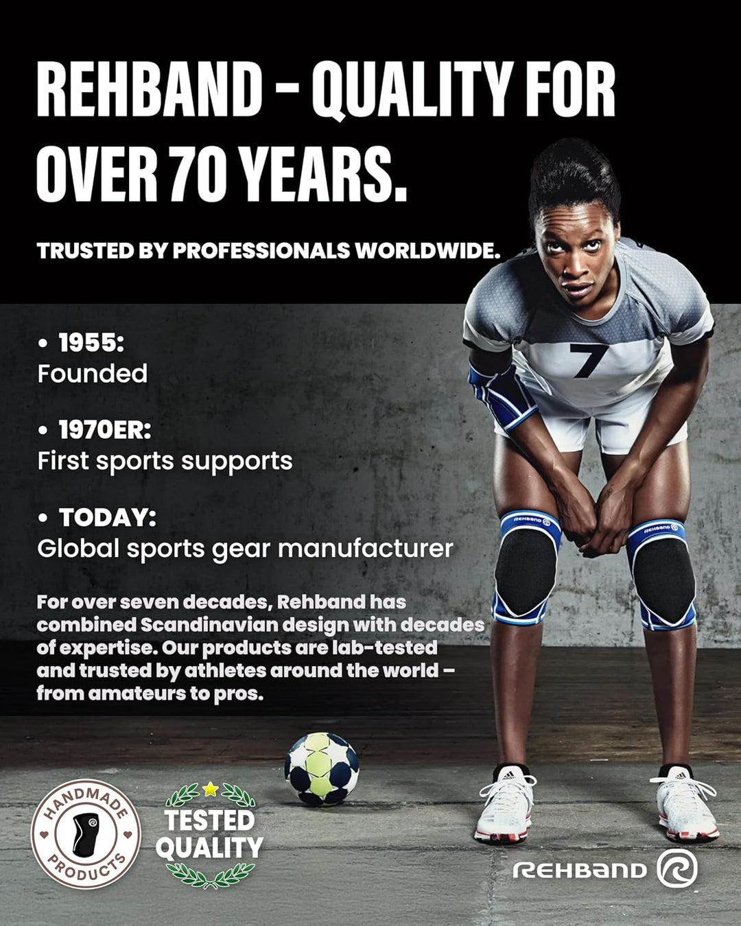 Rehband Knieschützer für Volleyball, Handball & Hallensport, Neopren Knieschoner komfortabel & engan