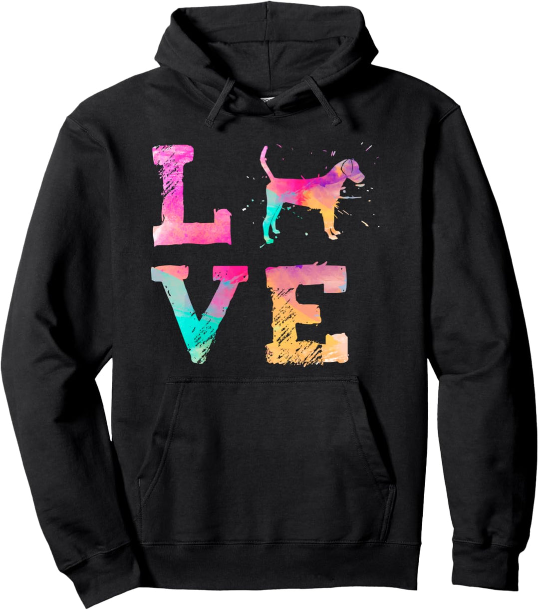 Bunte Aquarellmalerei Englisch Foxhound Hund Love-r Pullover Hoodie