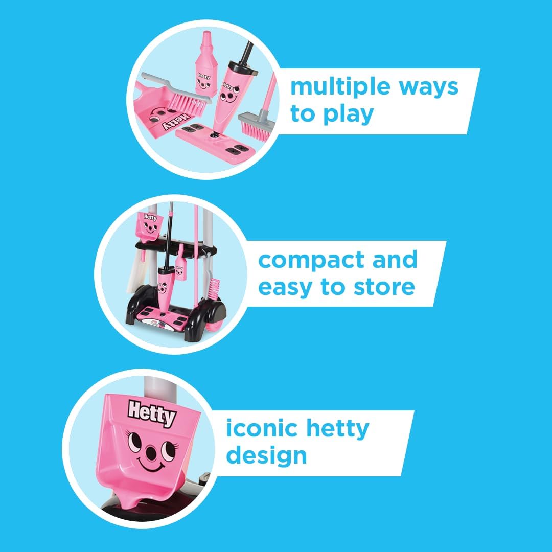 Casdon Hetty Cleaning Trolley , Hetty-Inspired Toy Cleaning Trolley For Children Aged 3+ , Wheels Ar