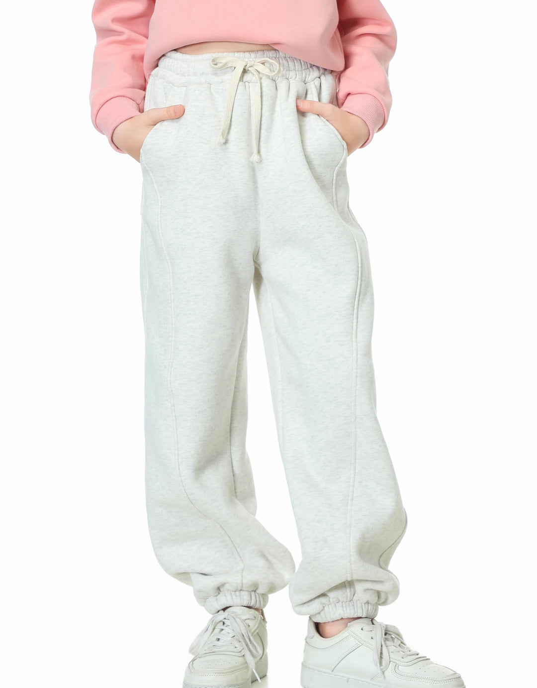 Rolanko Jogging Hose für Mädchen, Baumwoll Fleece Sport Joggers Trainingsanzug mit Mehreren Taschen