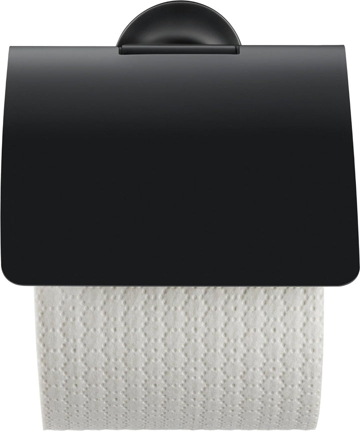 Duravit Papierrollenhalter Starck T, für 1 Rolle, Wandmontage, Schwarz Matt mit Deckel für 1 Rolle S