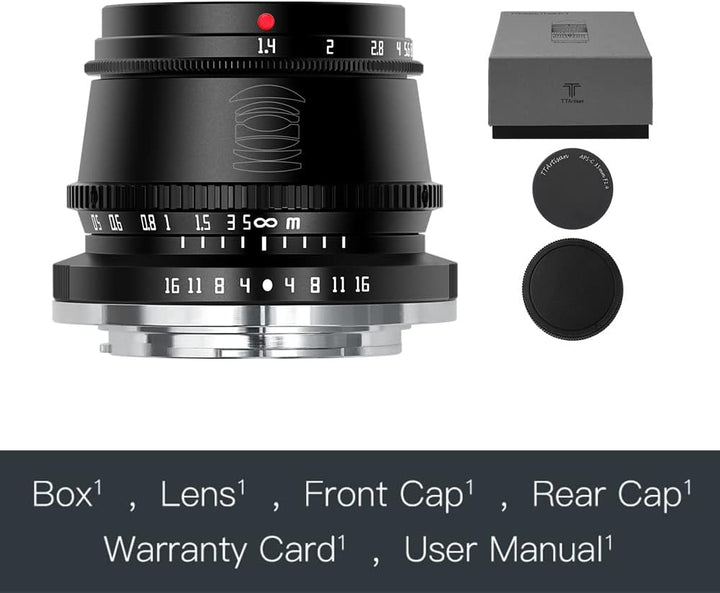 TT Artisan 35mm F1.4 APS-C Objekt Anschluss MFT Mount Black Weitwinkelobjektiv mit manuellem Fokus T