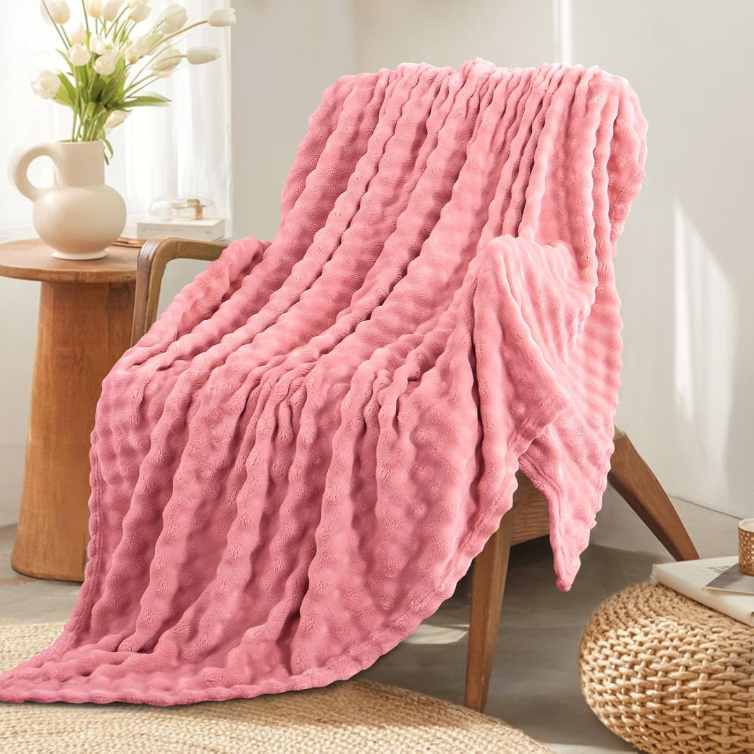 RUIKASI Bubble Decke Kuscheldecke Flauschig Rosa - 150x200cm Sofadecke & Couchdecke aus Plüsch, Warm