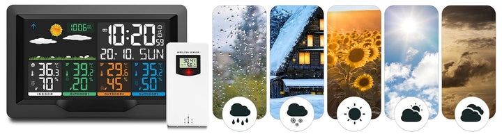 BERDSEN Wetterstation mit Display BD-904 Aussen- und Innentemperaturmessung Snooze-Alarmfunktionen B