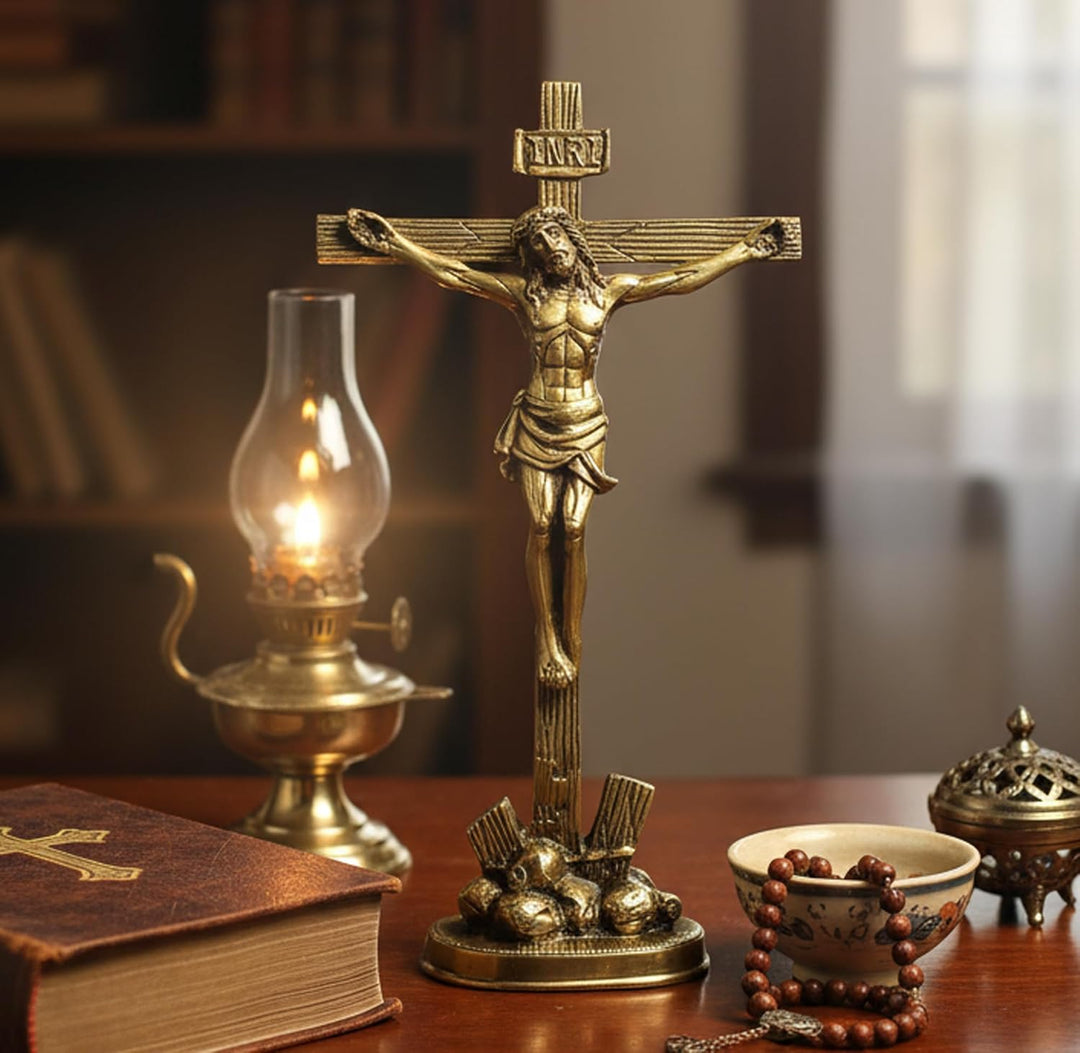 eSplanade Jesus-Kreuz, Messing, antikes Finish, 30,5 cm 12" Jesus Cross, 12" Jesus Cross