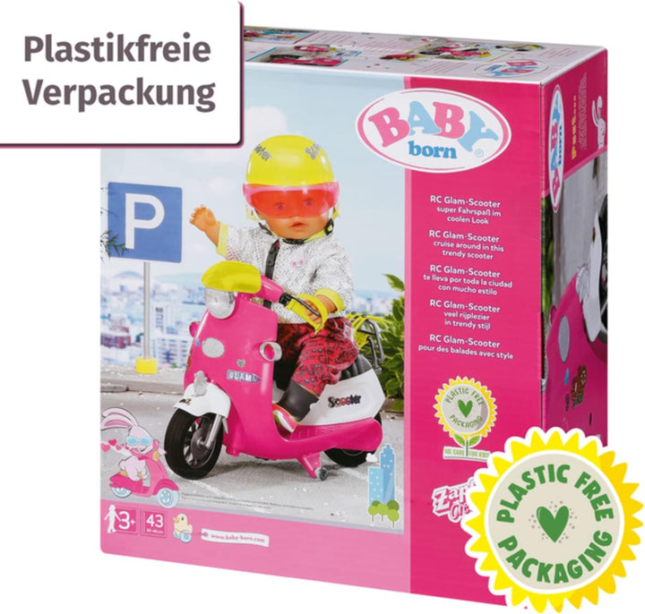 BABY born Zapf Creation 830192 City RC Scooter - ferngesteuerter Puppenroller mit Lichtfunktion, uni