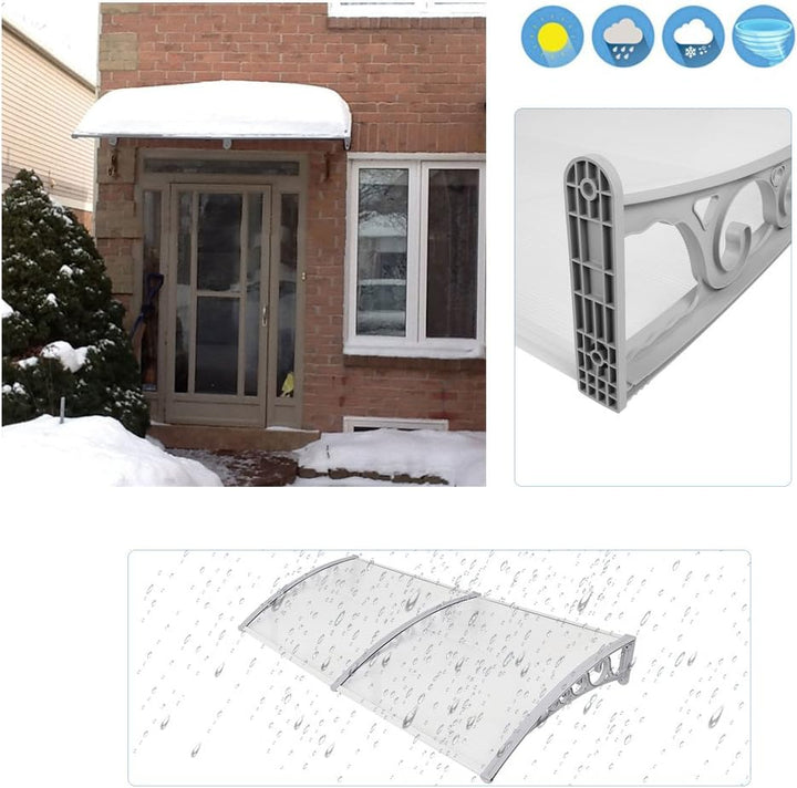 Vordach für Haustür, Überdachung Haustür aus Aluminium und Kompletten Polycarbonat-Hohlkammerplatte,