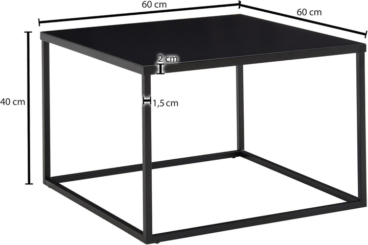 FineBuy Couchtisch 60x60x40 cm Metall Wohnzimmertisch Industrial Schwarz, Sofatisch Quadratisch, Lou