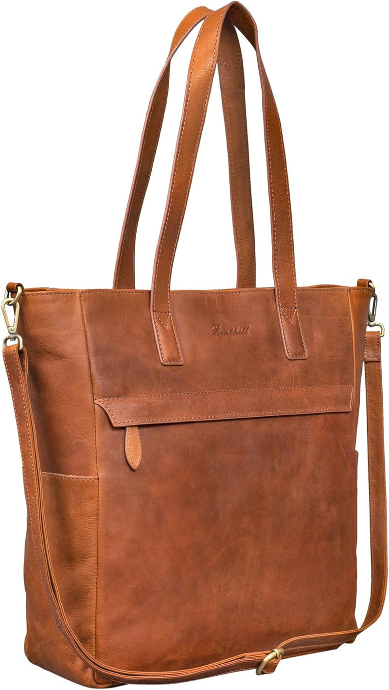 Benthill Shopper Damen Leder Gross - Ledertasche mit Reissverschluss - Umhängetasche aus Echtleder -