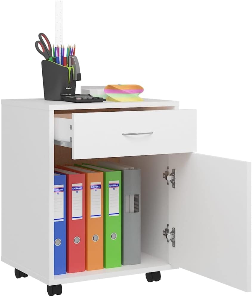 vidaXL Rollschrank mit 1 Tür 1 Schublade Rollcontainer Büroschrank Aktenschrank Bürocontainer Schran