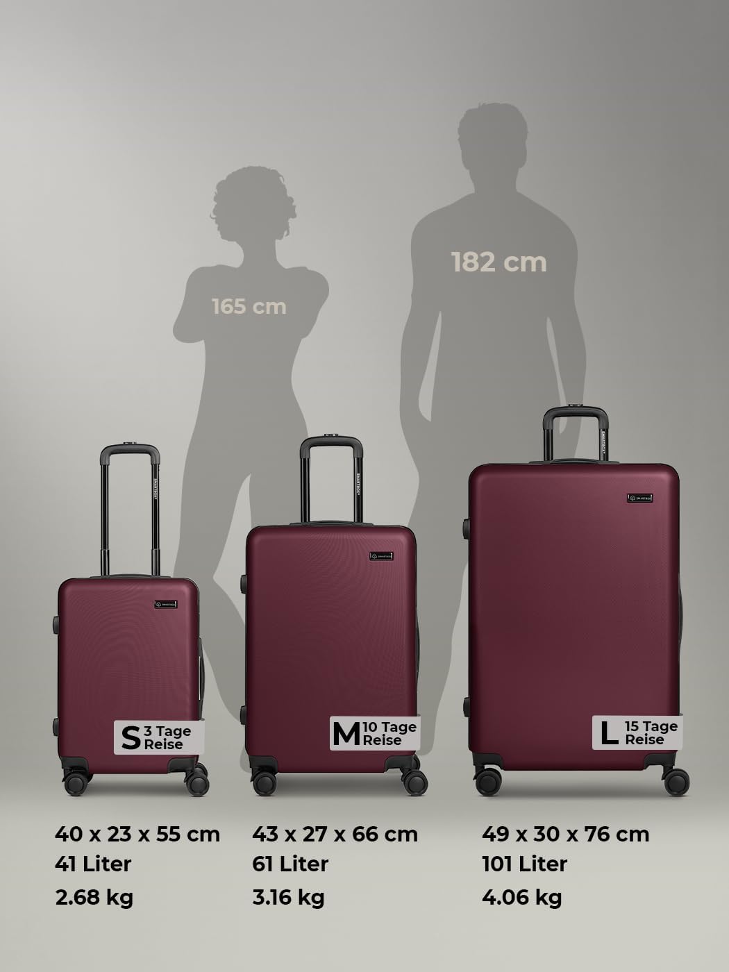 Smartbox Hartschalen Koffer-Set 3-teilig für Damen & Herren | leichte & stabile Reise-Trolleys aus h