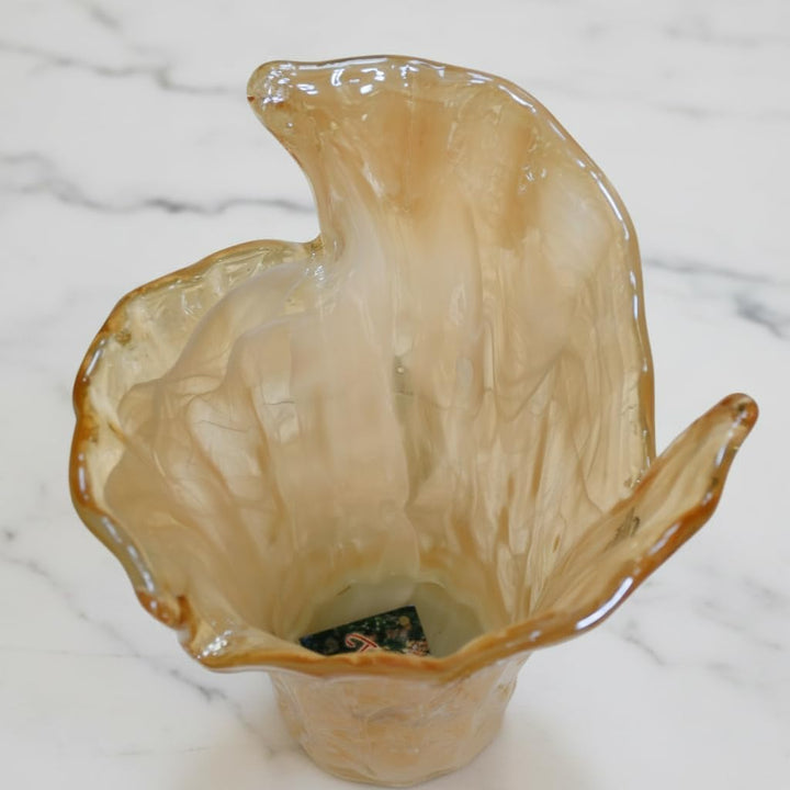 Tammaro Home Murano Glas Vase Honig Farbe Vortex Modell