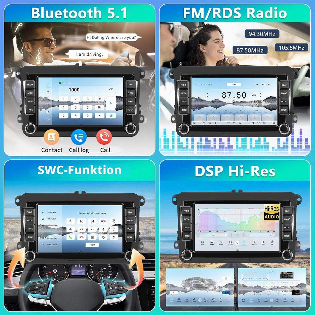 4GB+64GB Motorsi Autoradio für VW Seat/Skoda/Altea/Toledo/Leon/Altea XL mit Qualcomm Carplay/Android