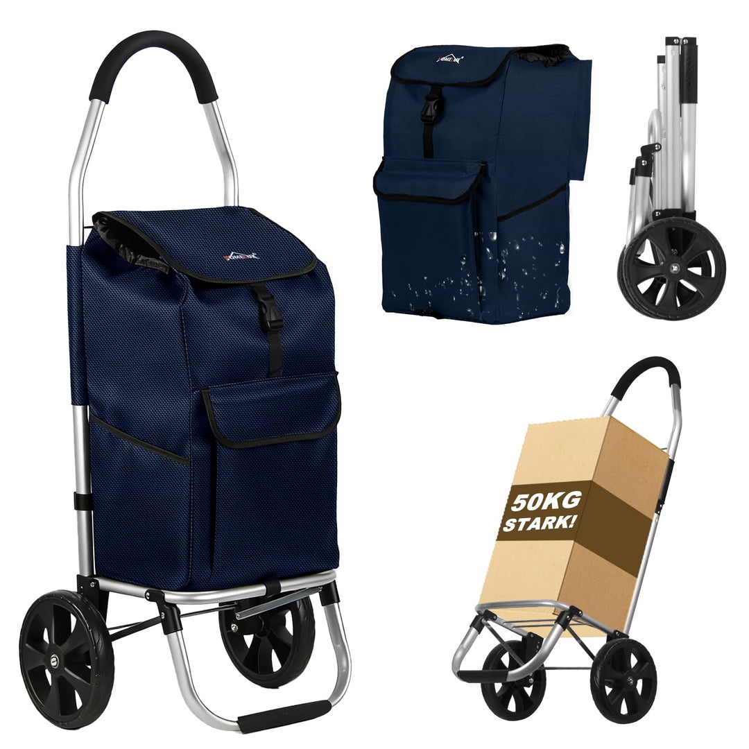 Einkaufstrolley, HOMELUX klappbar, Stabiler Einkaufswagen, grosse Kapazität 41 L, multifunktional, H