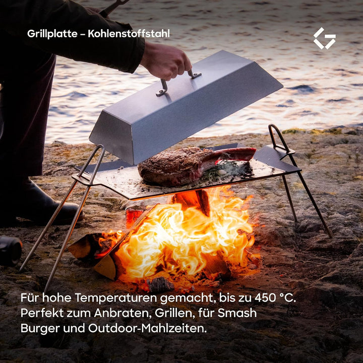 Gastrotools Grillplatte Induktion 62x27 cm – Profi Carbonstahl Teppanyaki/Plancha Grillplatte für In