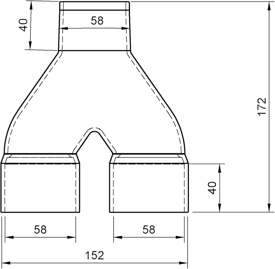 DRUCKKRAFT Y-Verteiler DN58 auf 2× DN58 Muffe | 2-Wege Absaugung | Rohrverteiler für Werkstatt Absau