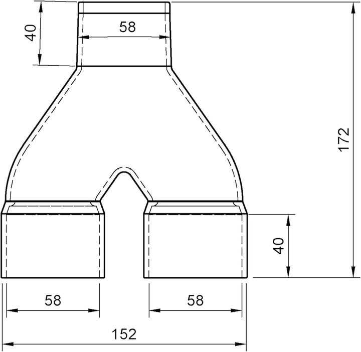 DRUCKKRAFT Y-Verteiler DN58 auf 2× DN58 Muffe | 2-Wege Absaugung | Rohrverteiler für Werkstatt Absau