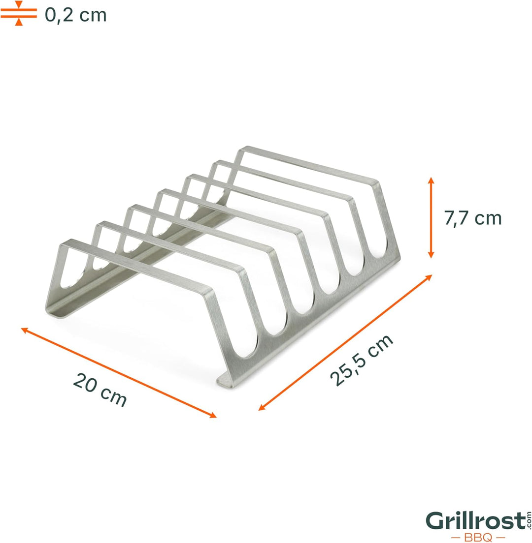 Edelstahl Rippchenhalter | RibRack - für 6 rundum knusprige Spareribs vom Grill & Backofen Rippchen-