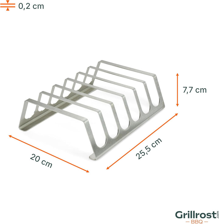 Edelstahl Rippchenhalter | RibRack - für 6 rundum knusprige Spareribs vom Grill & Backofen Rippchen-