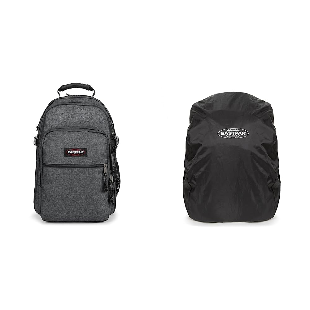 EASTPAK Tutor Rucksack, 48 cm, 39 L, Grau (Black Denim) & Cory Rucksack Regenschutz, Schwarz (Black)