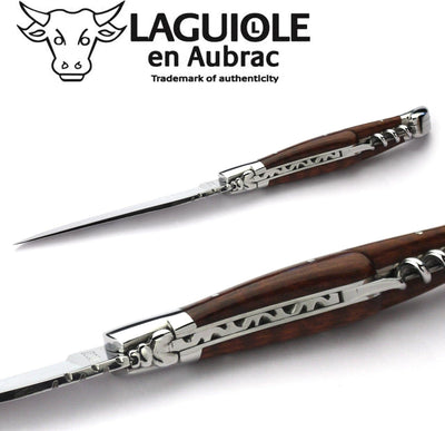 Laguiole en Aubrac Taschenmesser mit Korkenzieher L0312AMIF 12 cm, Griffschalen Schlangenholz, Kling
