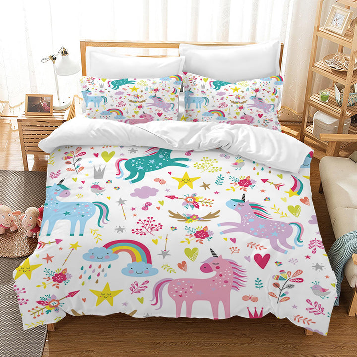 HZVRTN Kinder Bettwäsche Einhorn Bettwäsche Set für Mädchen, Soft Mikrofaser Bettbezug mit Reissvers