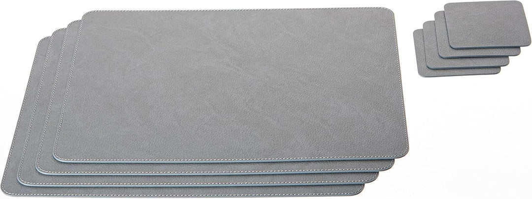 Nikalaz Platzsets und Untersetzer (4er Set) aus recyceltem Leder, Tischsets, 4 Stück Platzsets und 4