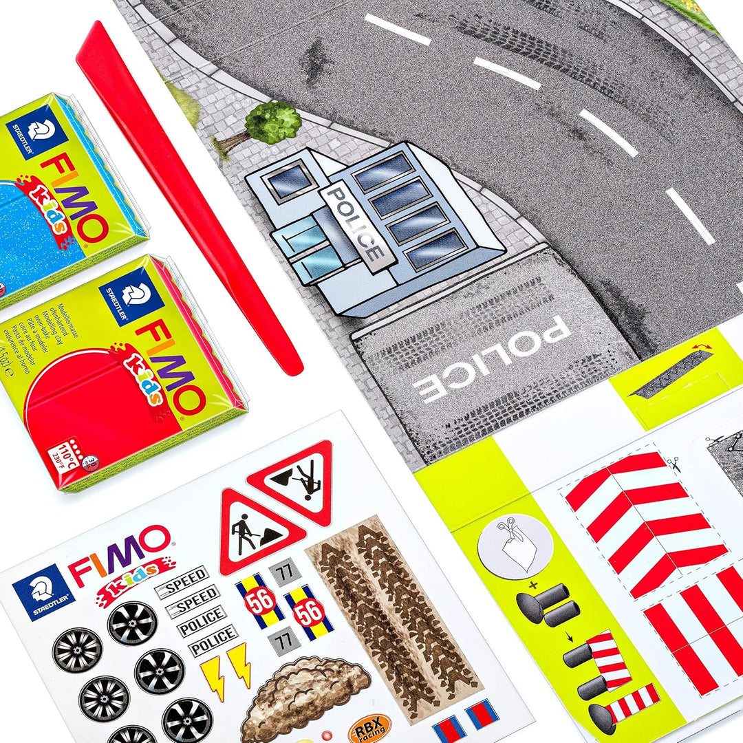 STAEDTLER 8034 29 LZ FIMO Kids Form&Play Playtime & Modeling Polymer Clay Set - Police Race (4 Blöck