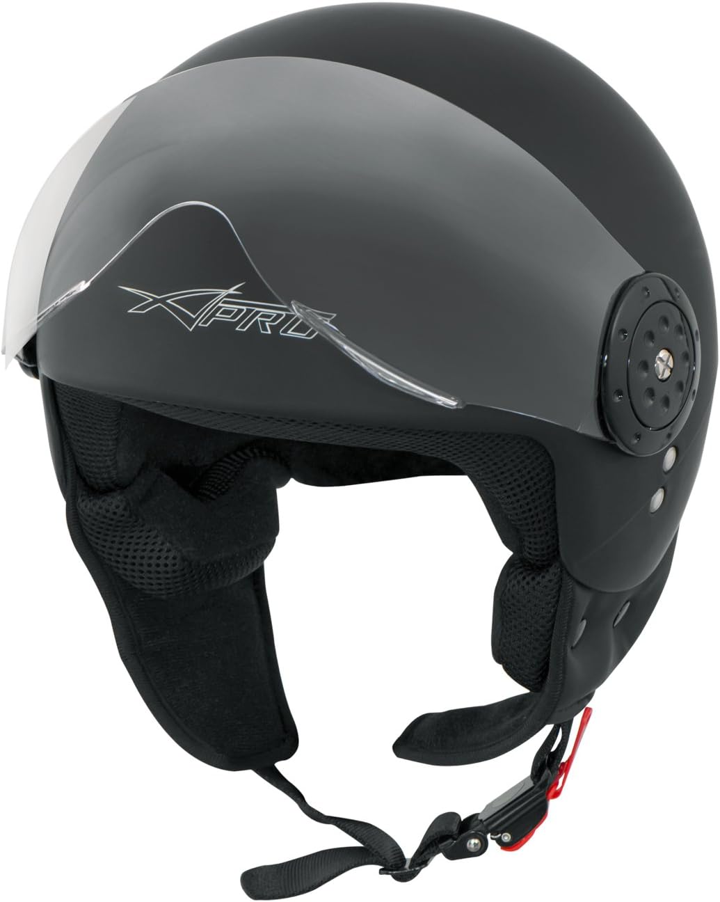 Motorradhelm Roller Jet Demi Helm Scooter Homologiert Avio Visor 61 cm (XL) Schwarz Matt, 61 cm (XL)