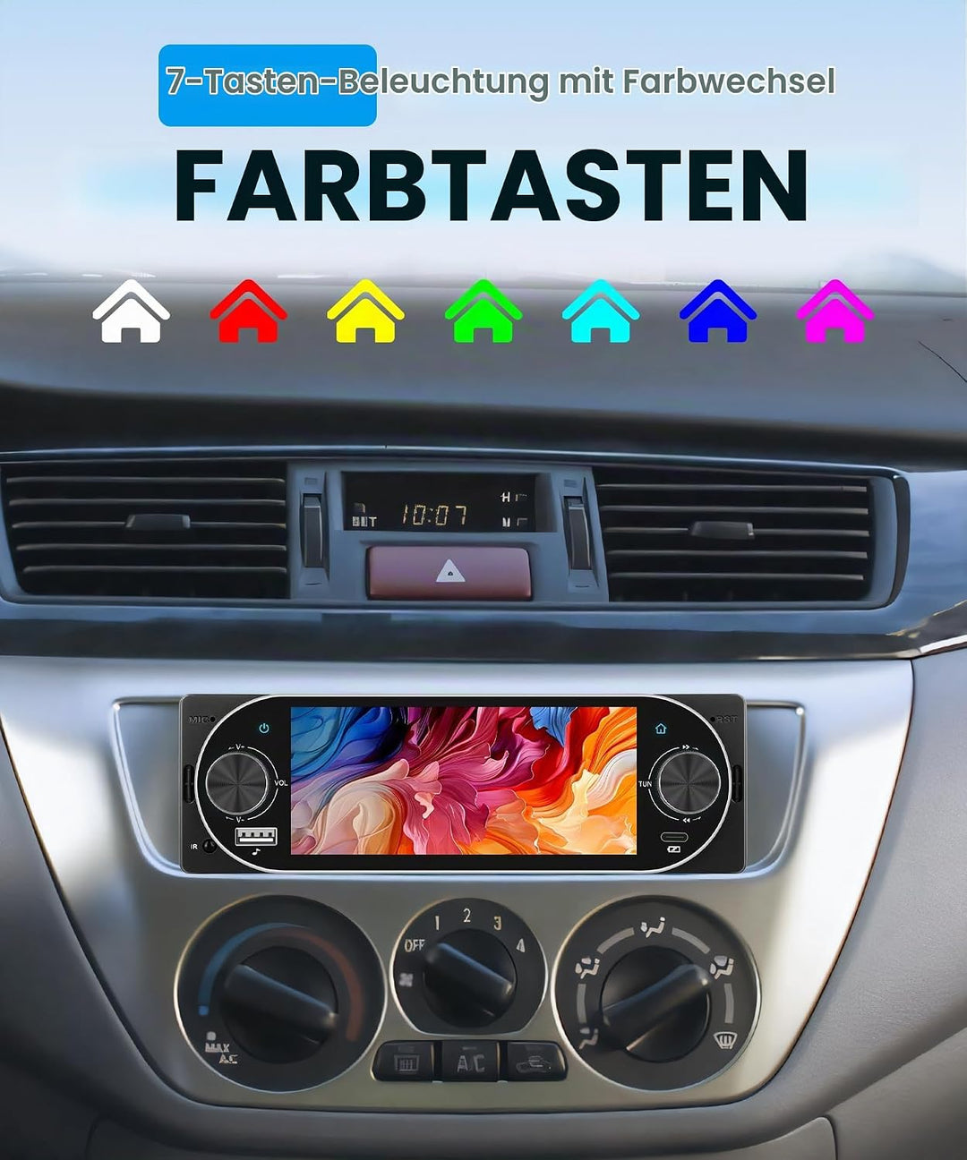 Rimoody Autoradio 1 Din mit Wireless Carplay Android Auto IOS/Android Mirror Link Bluetooth 5.1, 5 Z