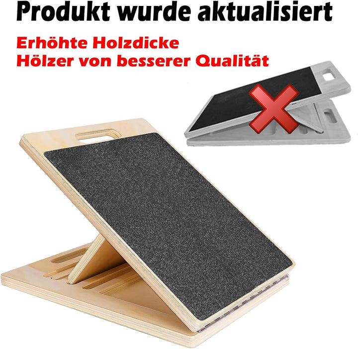 Schrägbrett und Slant Board Holz, Balance Board, Wadendehner für Physiotherapie, Verstellbares‌ Mobi