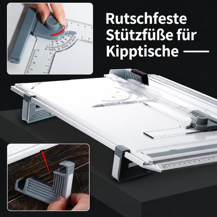 Multifunktions Zeichenplatte A3 Set, DIN A3 Zeichenplatte mit Zeichnungswerkzeuge Zirkel Zeichenstif
