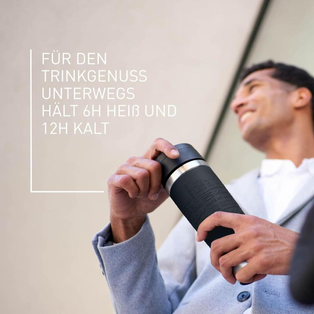 Emsa N20220 Travel Mug Classic Isolierbecher 0,5 Liter | neuer Komfort-Schraubverschluss | Edelstahl