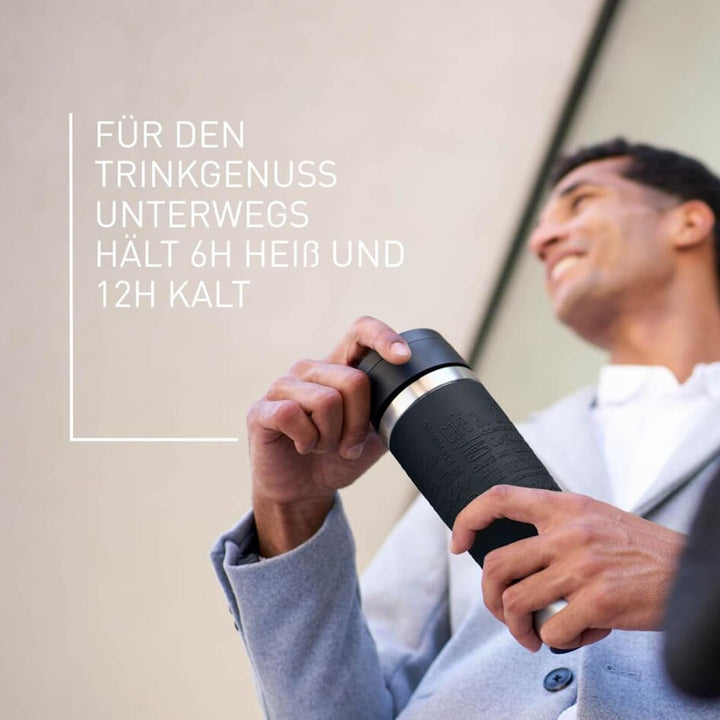Emsa N20220 Travel Mug Classic Isolierbecher 0,5 Liter | neuer Komfort-Schraubverschluss | Edelstahl