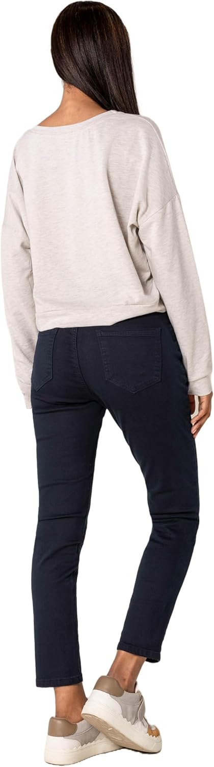Nina Carter P210 Damen Mom Jeans High Waist Jeanshosen Used-Look Stretchjeans XS Navyblau (P210-3),