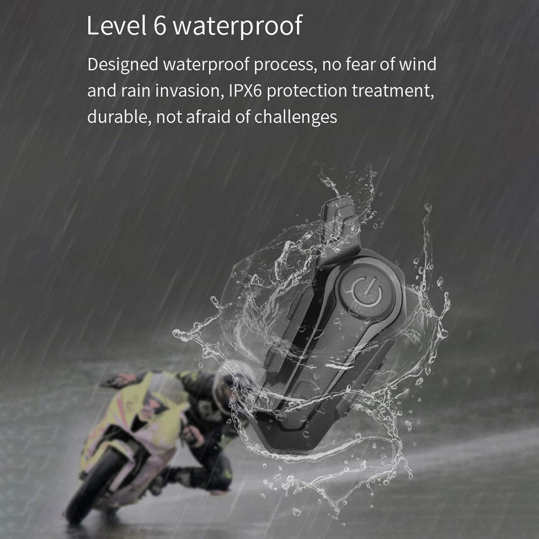 ACAGALA Motorcycle BT Intercom with Helmet BT Headset Waterproof Universal Communication System for